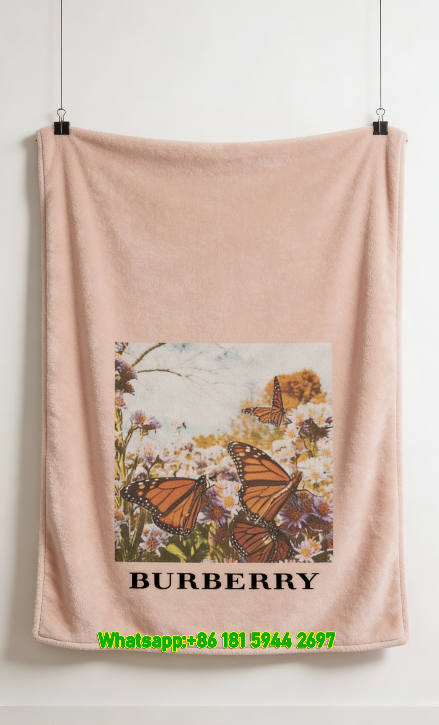 Burberry Monarch Butterfly Print Flannel Sofa Throw Blanket B218